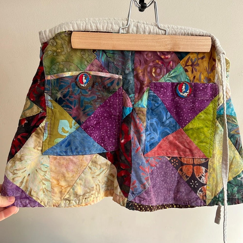 Vintage Handmade Grateful Dead Tour Patchwork Wrap Mini Skirt